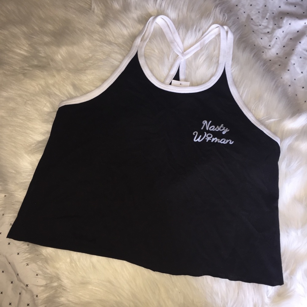Cropped Nasty Woman razor back tank top